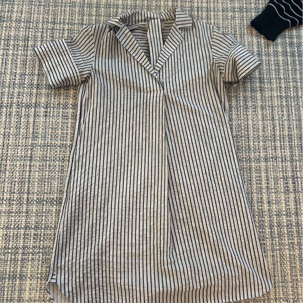 MM Lafleur Navy and White Striped Claire Dress (S)